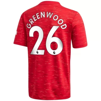 Kinder Fußball Mason Greenwood #26 Heimtrikot Rot Trikot 2020/21 Hemd