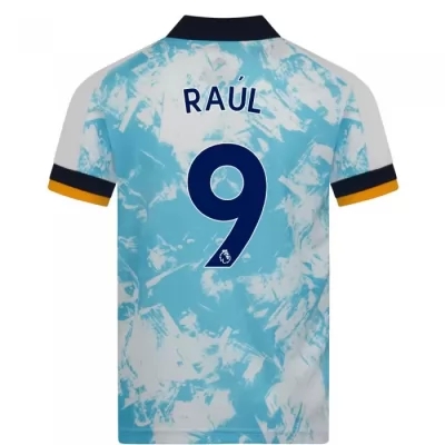 Kinder Fußball Raul Jimenez #9 Auswärtstrikot Weiß Blau Trikot 2020/21 Hemd