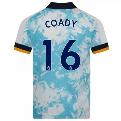 Kinder Fußball Conor Coady #16 Auswärtstrikot Weiß Blau Trikot 2020/21 Hemd