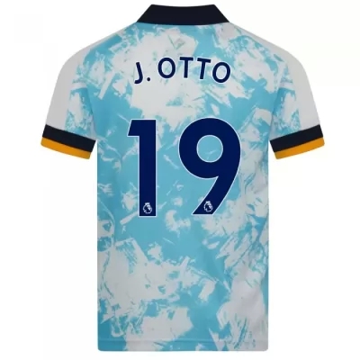 Kinder Fußball Jonny Otto #19 Auswärtstrikot Weiß Blau Trikot 2020/21 Hemd