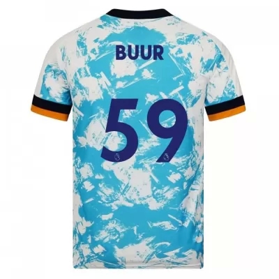 Kinder Fußball Oskar Buur #59 Auswärtstrikot Weiß Blau Trikot 2020/21 Hemd