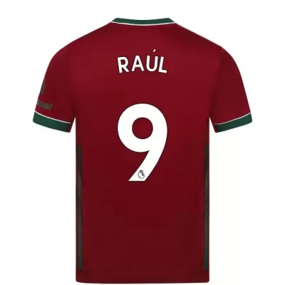 Kinder Fußball Raul Jimenez #9 Ausweichtrikot Karminrot Trikot 2020/21 Hemd