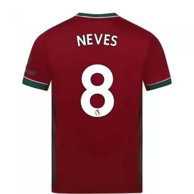 Kinder Fußball Ruben Neves #8 Ausweichtrikot Karminrot Trikot 2020/21 Hemd