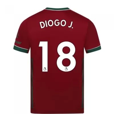 Kinder Fußball Diogo Jota #18 Ausweichtrikot Karminrot Trikot 2020/21 Hemd