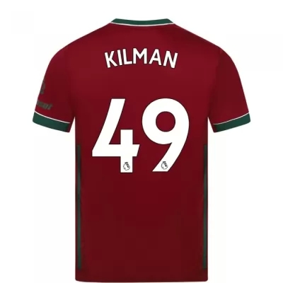 Kinder Fußball Max Kilman #49 Ausweichtrikot Karminrot Trikot 2020/21 Hemd