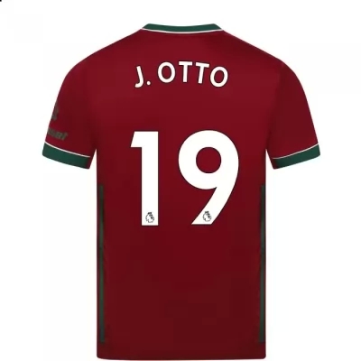 Kinder Fußball Jonny Otto #19 Ausweichtrikot Karminrot Trikot 2020/21 Hemd