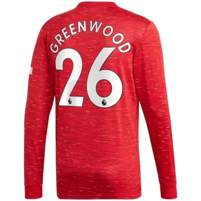 Kinder Fußball Mason Greenwood #26 Heimtrikot Rot Long Sleeve Trikot 2020/21 Hemd
