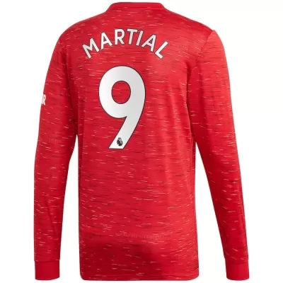 Kinder Fußball Anthony Martial #9 Heimtrikot Rot Long Sleeve Trikot 2020/21 Hemd