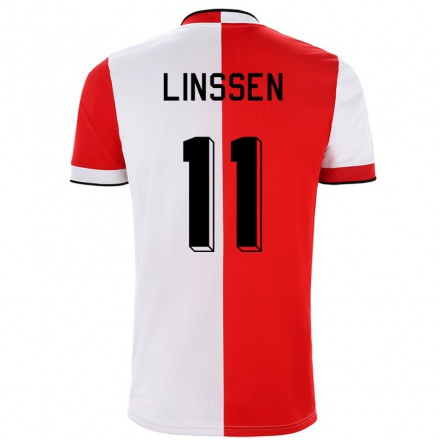 Herren Fußball Bryan Linssen #11 Rot-Weib Heimtrikot Trikot 2021/22 T-Shirt