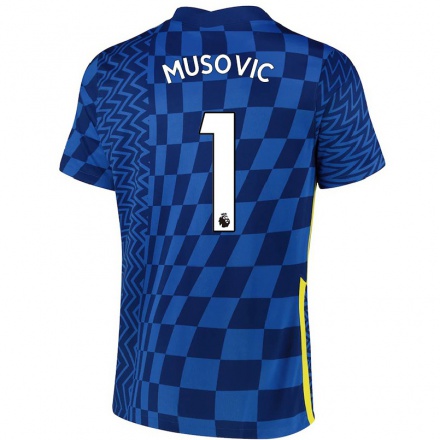 Herren Fußball Zecira Musovic #1 Dunkelblau Heimtrikot Trikot 2021/22 T-Shirt