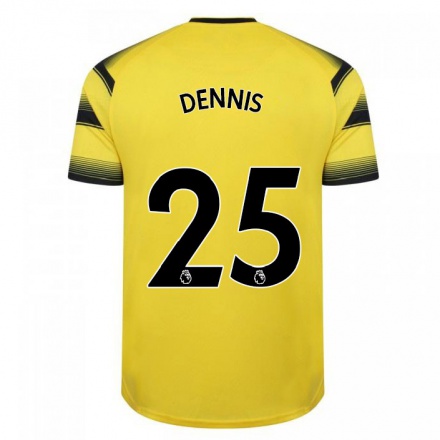 Herren Fußball Emmanuel Dennis #25 Gelb Schwarz Heimtrikot Trikot 2021/22 T-shirt