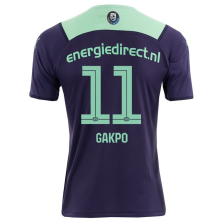 Herren Fußball Cody Gakpo #11 Dunkelviolett Auswärtstrikot Trikot 2021/22 T-shirt