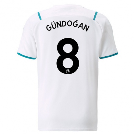 Herren Fußball Ilkay Gundogan #8 Weiß Auswärtstrikot Trikot 2021/22 T-Shirt