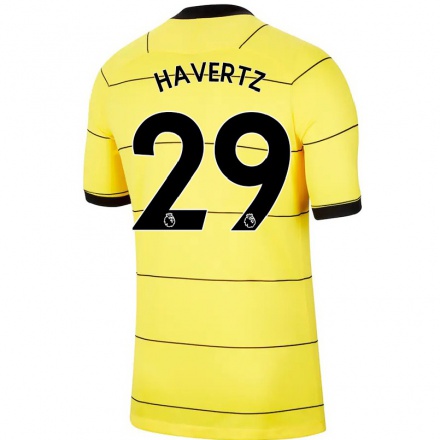 Herren Fußball Kai Havertz #29 Gelb Auswärtstrikot Trikot 2021/22 T-Shirt
