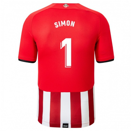 Herren Fußball Unai Simon #1 Rot-Weib Heimtrikot Trikot 2021/22 T-Shirt