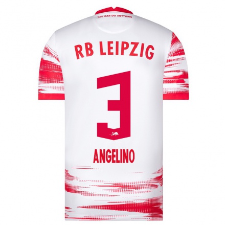 Herren Fußball Angelino #3 Rot-Weib Heimtrikot Trikot 2021/22 T-Shirt