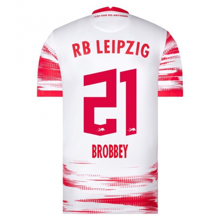 Herren Fußball Brian Brobbey #21 Rot-Weib Heimtrikot Trikot 2021/22 T-Shirt