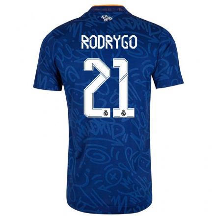 Herren Fußball Rodrygo #21 Dunkelblau Auswärtstrikot Trikot 2021/22 T-shirt