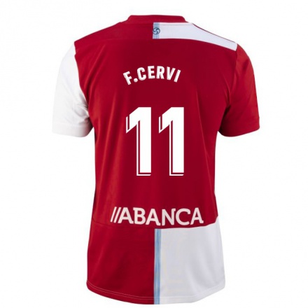Herren Fußball Franco Cervi #11 Rot-Weib Auswärtstrikot Trikot 2021/22 T-Shirt