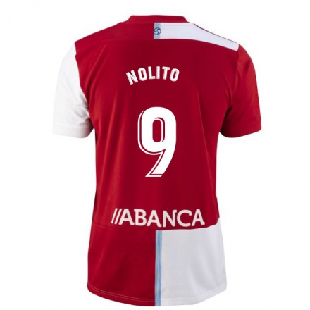 Herren Fußball Nolito #9 Rot-Weib Auswärtstrikot Trikot 2021/22 T-Shirt