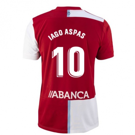 Herren Fußball Iago Aspas #10 Rot-Weib Auswärtstrikot Trikot 2021/22 T-Shirt