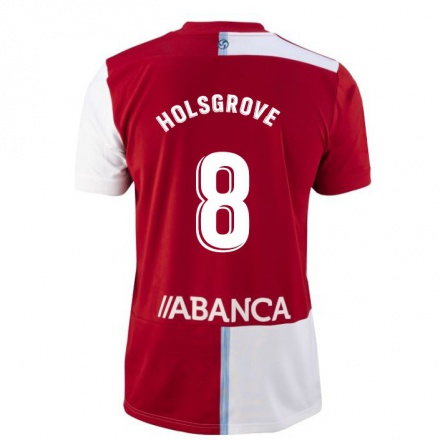 Herren Fußball Holsgrove #8 Rot-Weib Auswärtstrikot Trikot 2021/22 T-Shirt