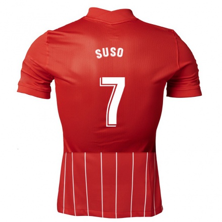 Herren Fußball Suso #7 Dunkelrot Auswärtstrikot Trikot 2021/22 T-Shirt