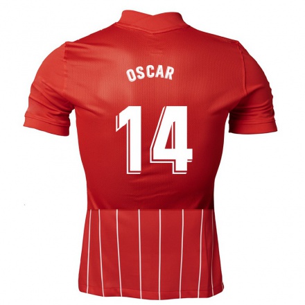 Herren Fußball Oscar Rodriguez #14 Dunkelrot Auswärtstrikot Trikot 2021/22 T-Shirt