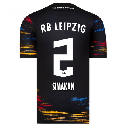 Herren Fußball Mohamed Simakan #2 Schwarz Gelb Auswärtstrikot Trikot 2021/22 T-Shirt