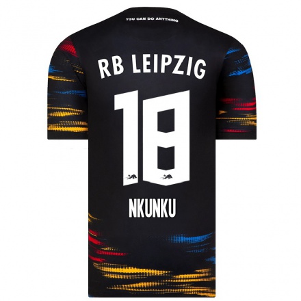 Herren Fußball Christopher Nkunku #18 Schwarz Gelb Auswärtstrikot Trikot 2021/22 T-Shirt