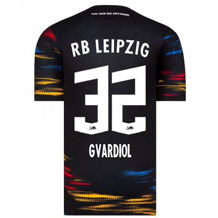 Herren Fußball Josko Gvardiol #32 Schwarz Gelb Auswärtstrikot Trikot 2021/22 T-Shirt