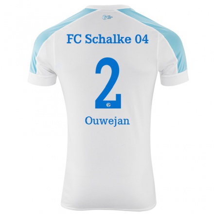 Herren Fußball Thomas Ouwejan #2 Weiß Blau Auswärtstrikot Trikot 2021/22 T-shirt