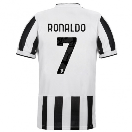 Herren Fußball Cristiano Ronaldo #7 Weiß Schwarz Heimtrikot Trikot 2021/22 T-shirt