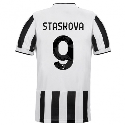 Herren Fußball Andrea Staskova #9 Weiß Schwarz Heimtrikot Trikot 2021/22 T-Shirt