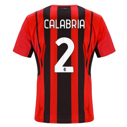 Herren Fußball Davide Calabria #2 Rot Schwarz Heimtrikot Trikot 2021/22 T-shirt