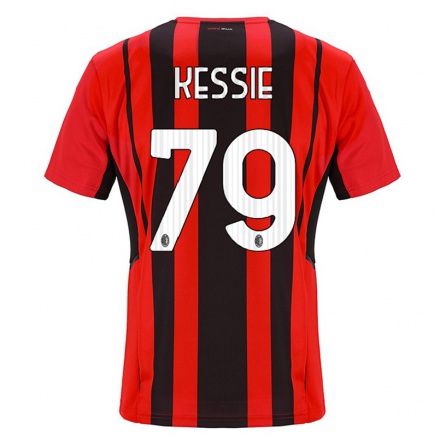 Herren Fußball Franck Kessie #79 Rot Schwarz Heimtrikot Trikot 2021/22 T-Shirt