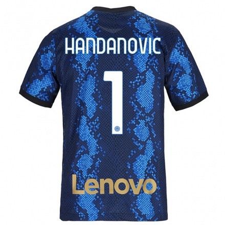 Herren Fußball Samir Handanovic #1 Dunkelblau Heimtrikot Trikot 2021/22 T-shirt