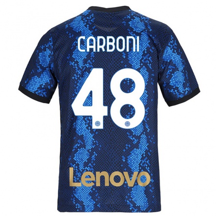 Herren Fußball Franco Carboni #48 Dunkelblau Heimtrikot Trikot 2021/22 T-Shirt