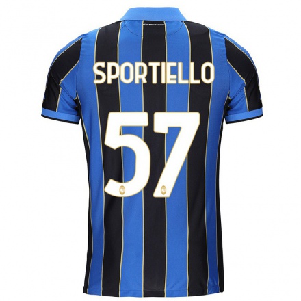 Herren Fußball Marco Sportiello #57 Schwarz Blau Heimtrikot Trikot 2021/22 T-Shirt
