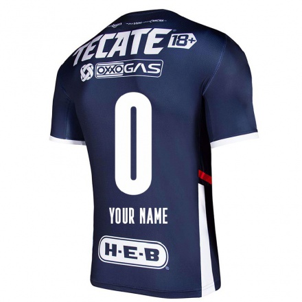 Herren Fußball Dein Name #0 Navy Blau Heimtrikot Trikot 2021/22 T-Shirt