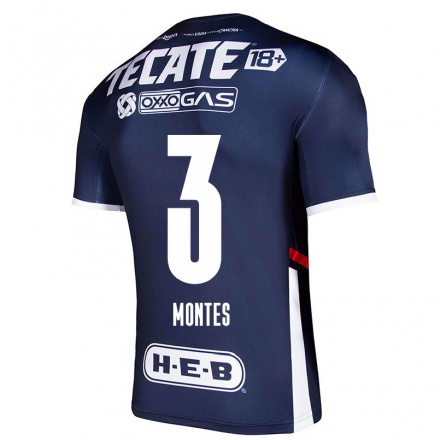 Herren Fußball Cesar Montes #3 Navy Blau Heimtrikot Trikot 2021/22 T-Shirt