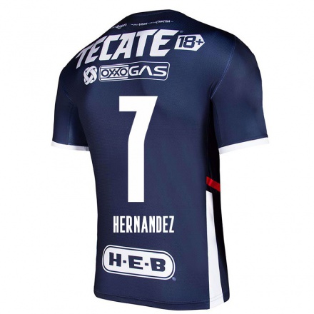Herren Fußball Andrea Hernandez #7 Navy Blau Heimtrikot Trikot 2021/22 T-Shirt