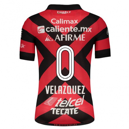 Herren Fußball Julian Velazquez #0 Rot Schwarz Heimtrikot Trikot 2021/22 T-shirt