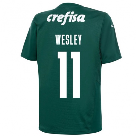 Herren Fußball Wesley #11 Dunkelgrün Heimtrikot Trikot 2021/22 T-Shirt