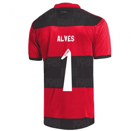 Herren Fußball Diego Alves #1 Rot Schwarz Heimtrikot Trikot 2021/22 T-shirt