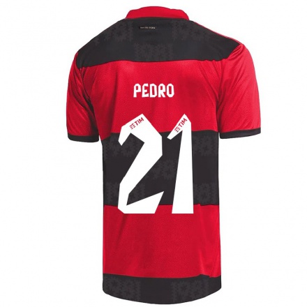 Herren Fußball Pedro #21 Rot Schwarz Heimtrikot Trikot 2021/22 T-shirt