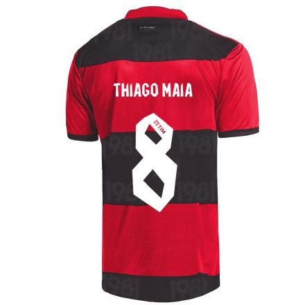 Herren Fußball Thiago Maia #8 Rot Schwarz Heimtrikot Trikot 2021/22 T-Shirt