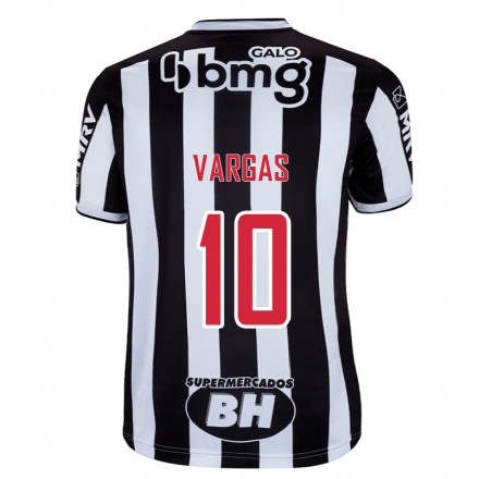Herren Fußball Eduardo Vargas #10 Weiß Schwarz Heimtrikot Trikot 2021/22 T-shirt