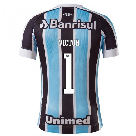 Herren Fußball Paulo Victor #1 Blau Schwarz Heimtrikot Trikot 2021/22 T-shirt