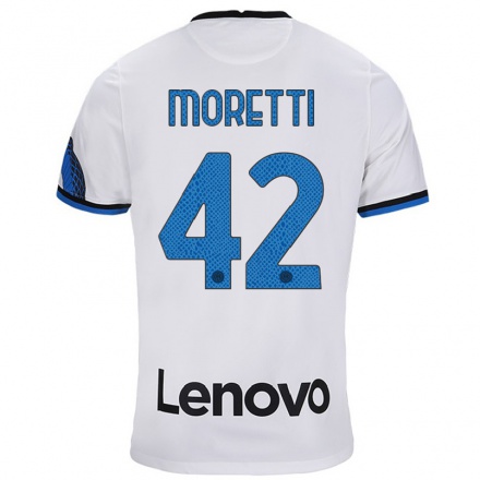 Herren Fußball Lorenzo Moretti #42 Weiß Blau Auswärtstrikot Trikot 2021/22 T-Shirt
